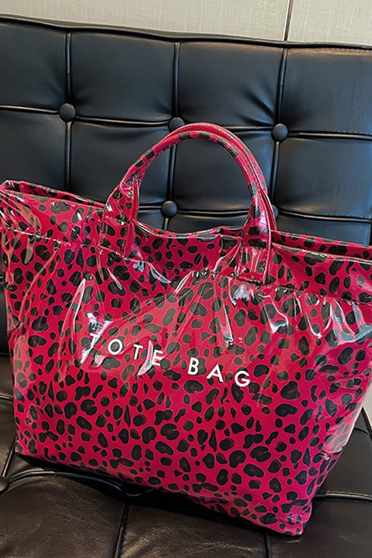 Blackish Green Tropical Print Travel Tote Bag