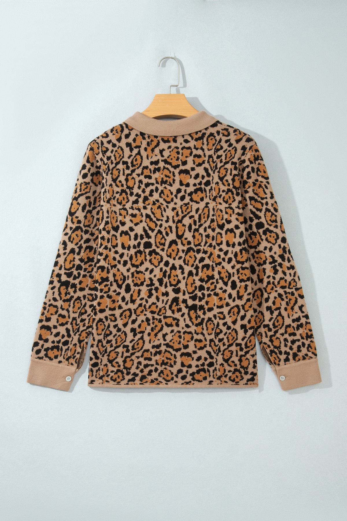 Brown Leopard Print Button-Up Cardigan Long Sleeve Cardigans