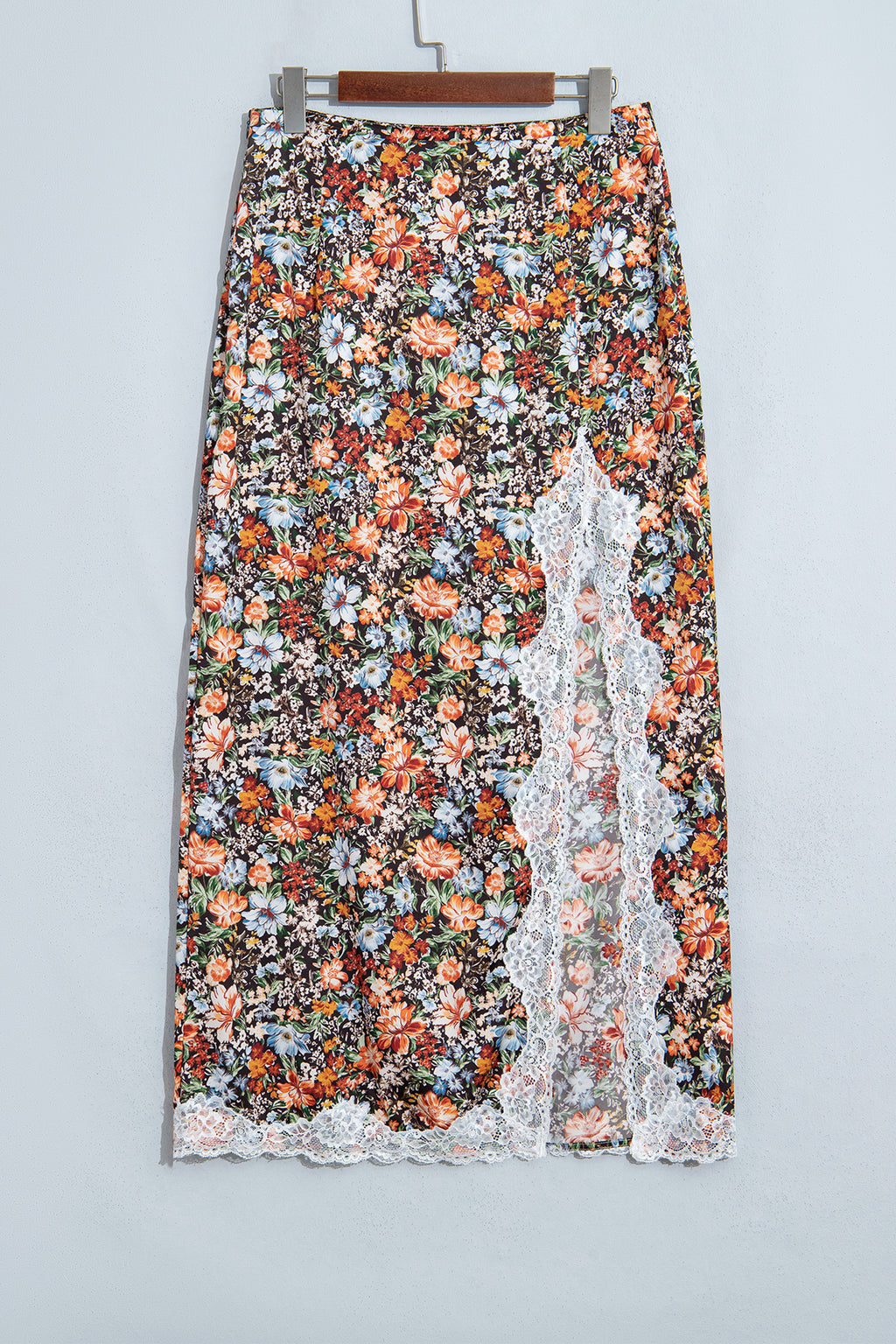 Brown Cheetah Print Trim Split Long Western Skirt