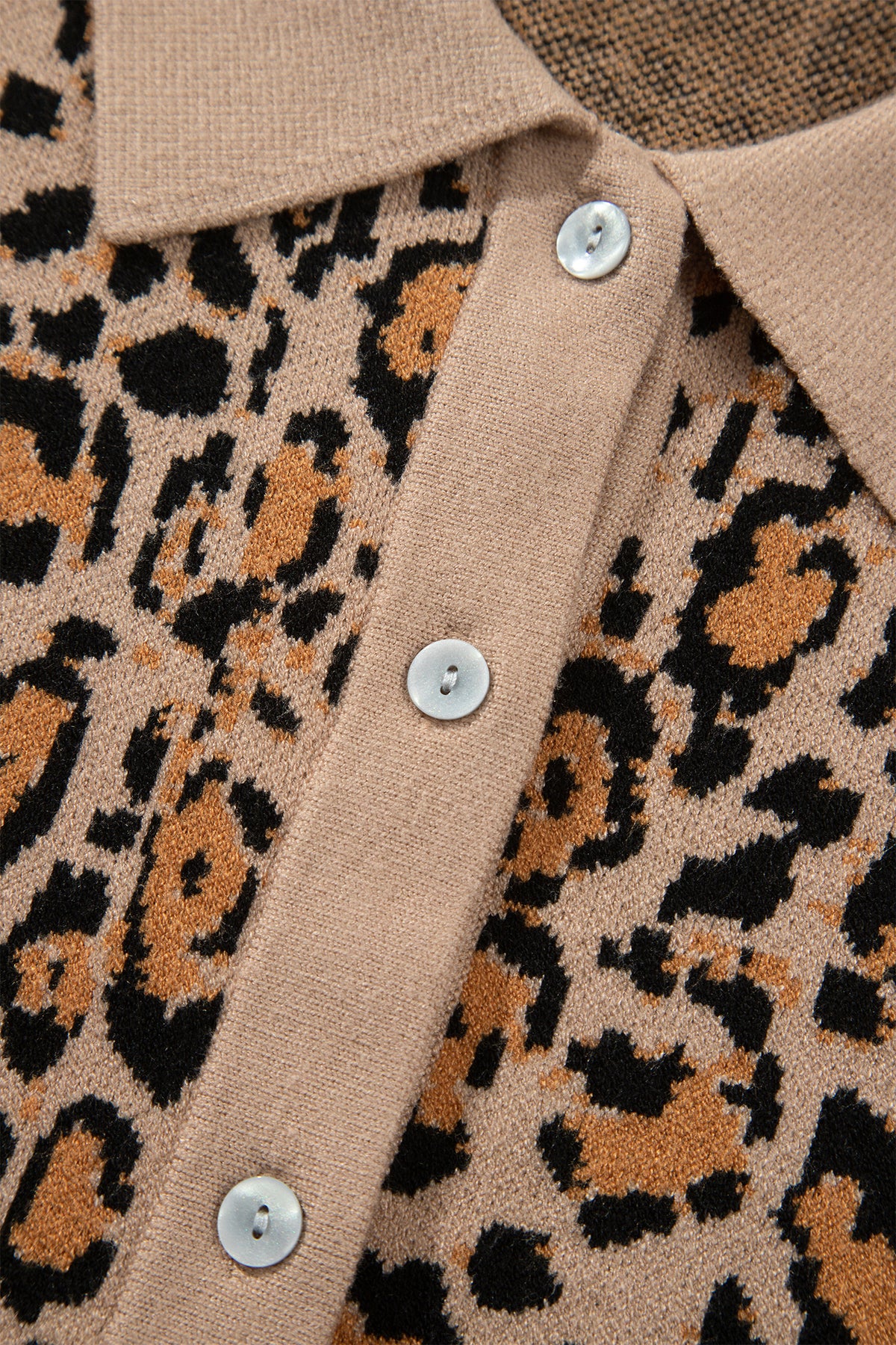 Brown Leopard Print Button-Up Cardigan Long Sleeve Cardigans
