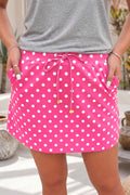 Sachet Pink Polka Dot Drawstring Casual Mini Skort