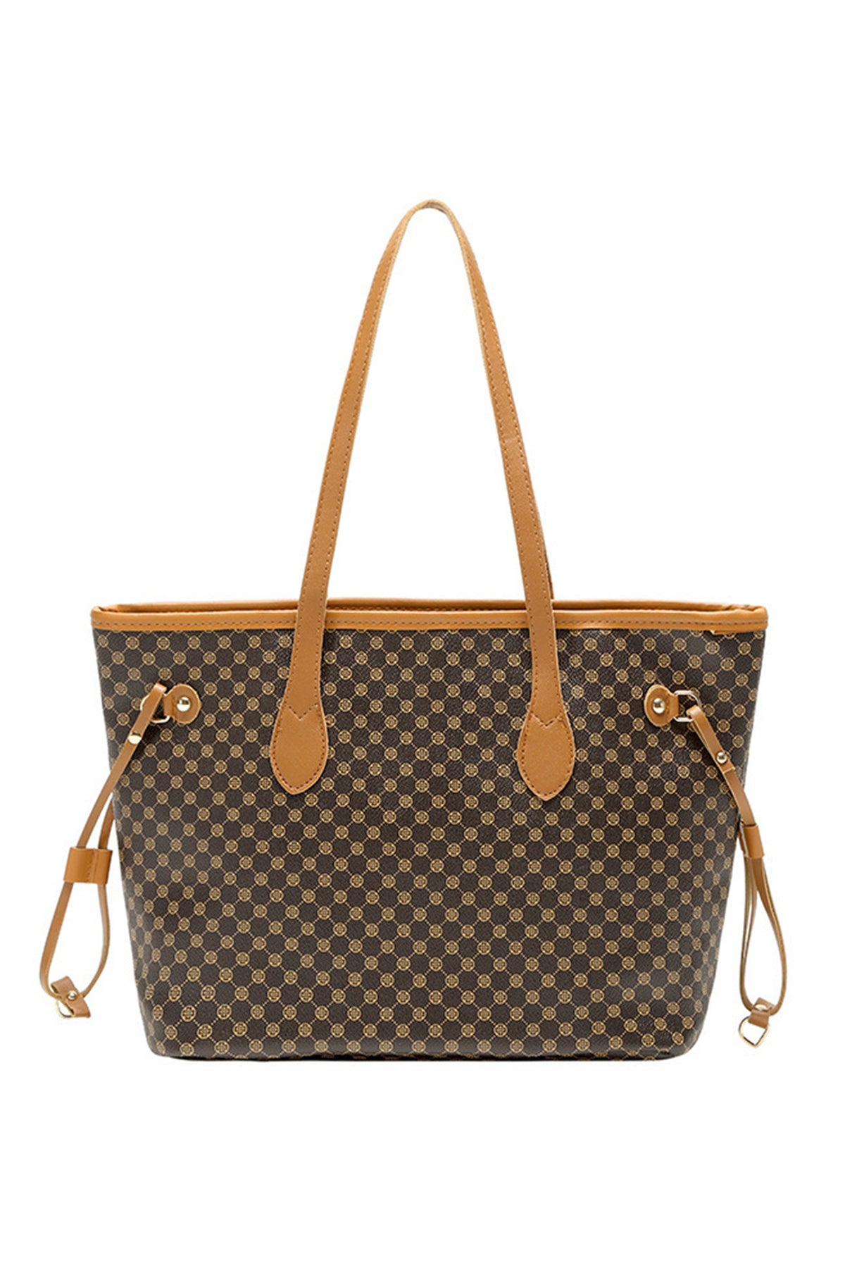 Coffee Luxury Fashion Print PU Leather Versatile One Shoulder Tote Bag