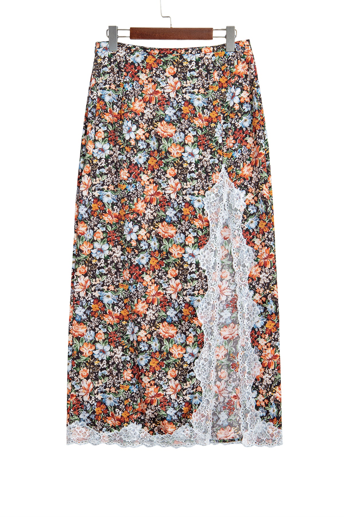 Brown Cheetah Print Trim Split Long Western Skirt