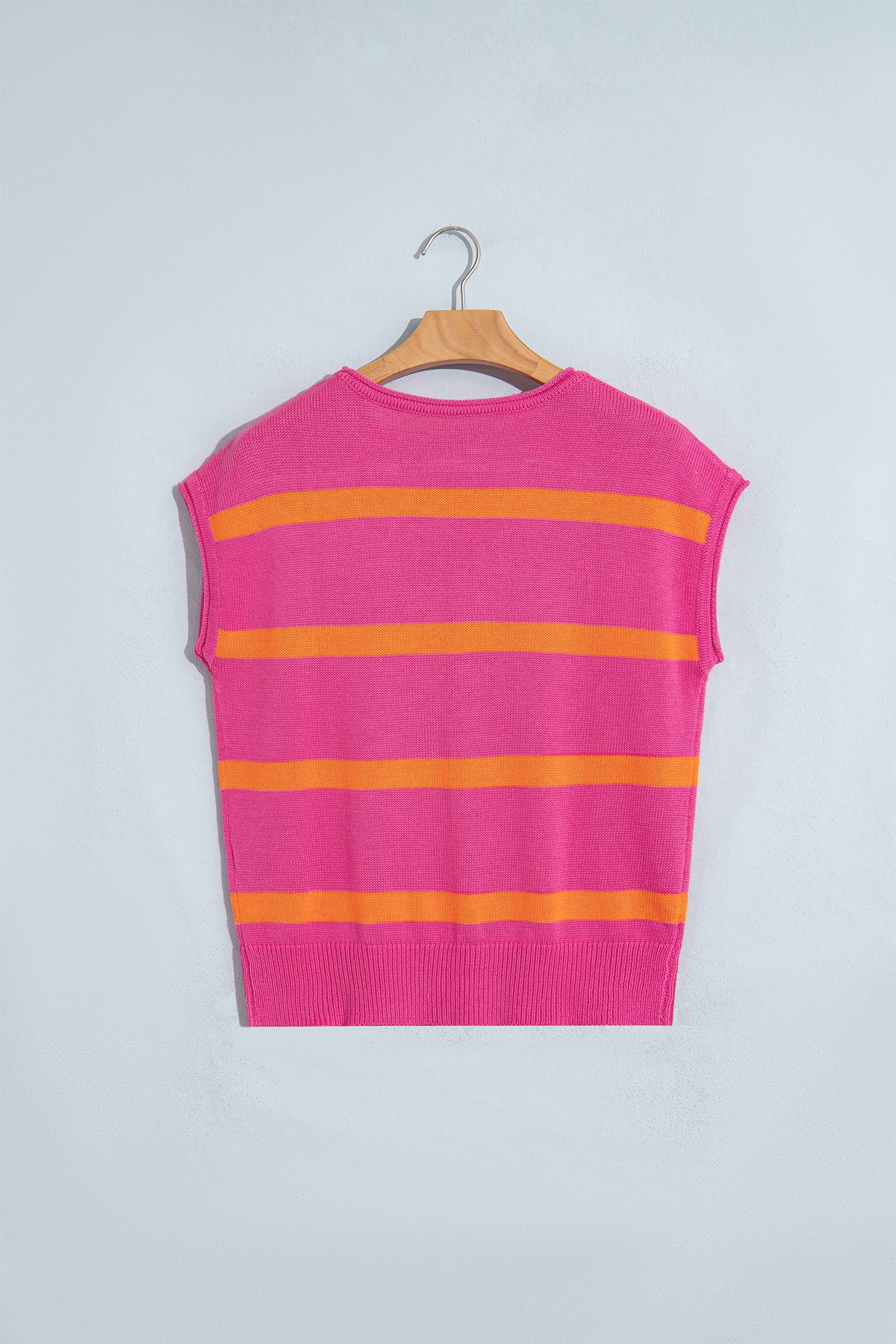 Rose Stripe Knit Western Short Sleeve Sweater