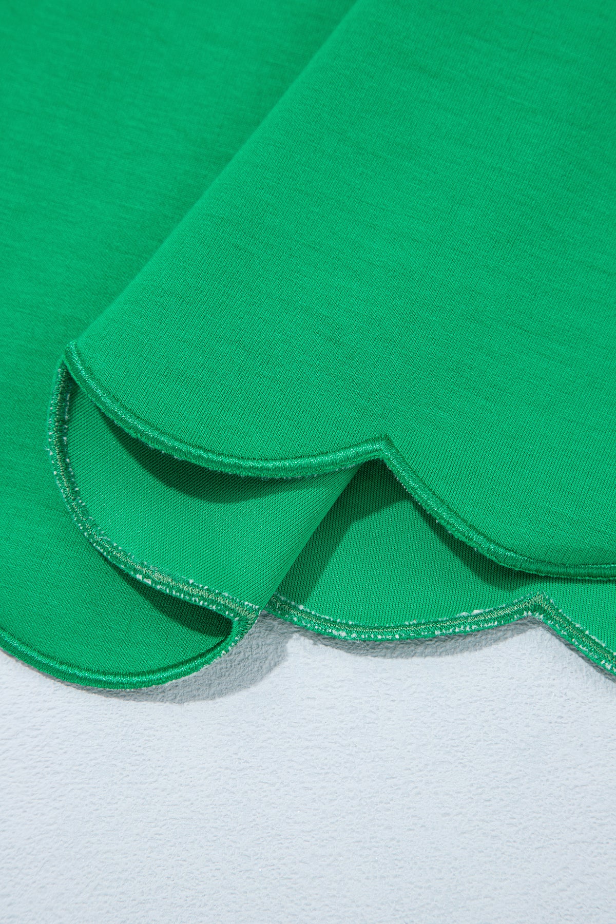Bright Green Sleeveless Zip Front Scallop Hem Mini Dress
