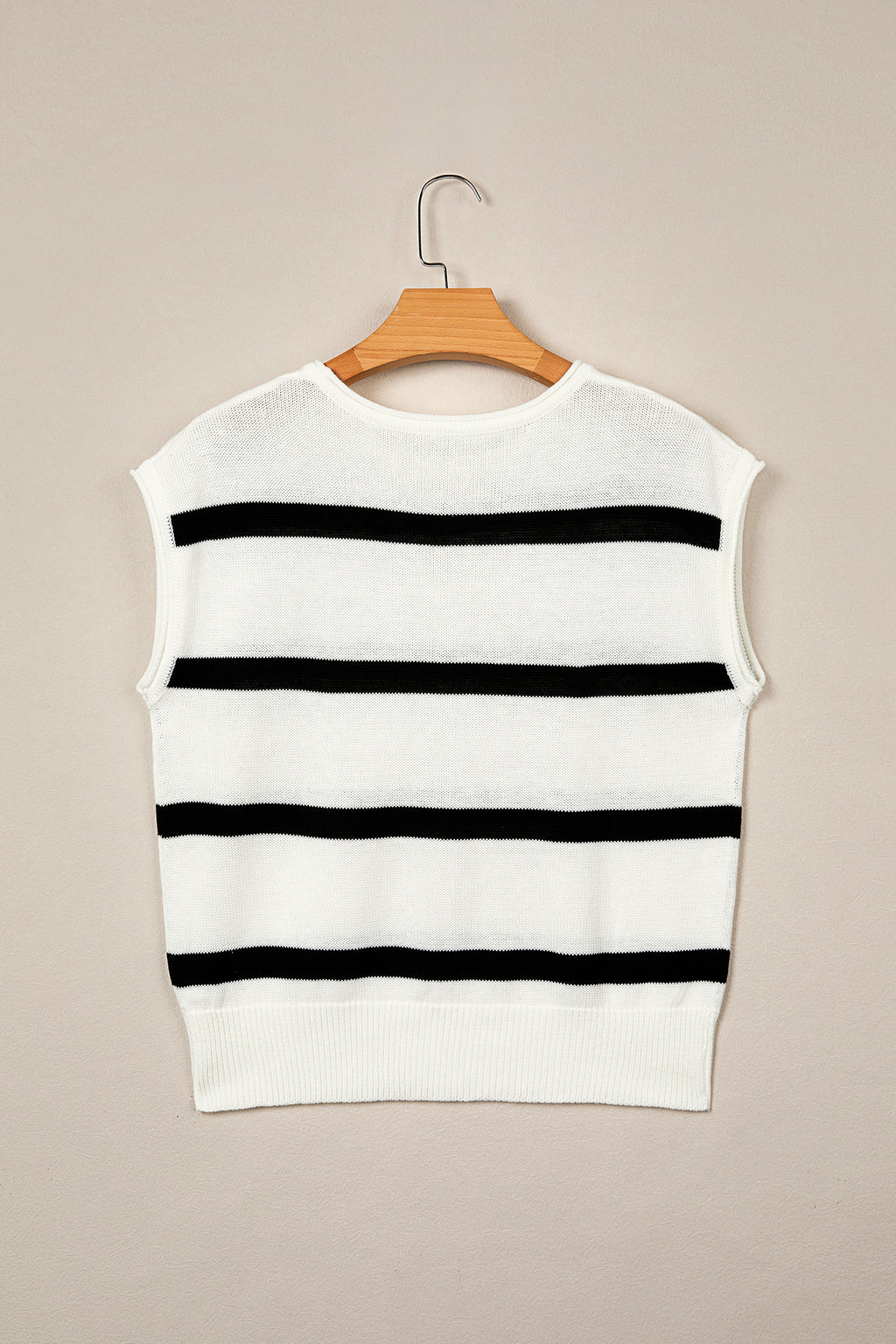 Rose Stripe Knit Western Short Sleeve Sweater