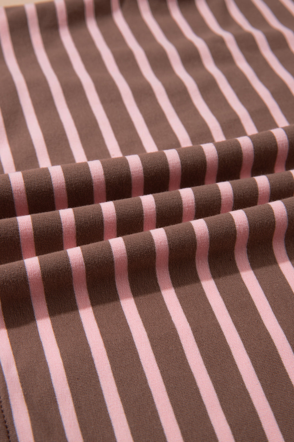 Brown Stripe Striped Drawstring Waist Long Sleeve Top Mini Skort Set