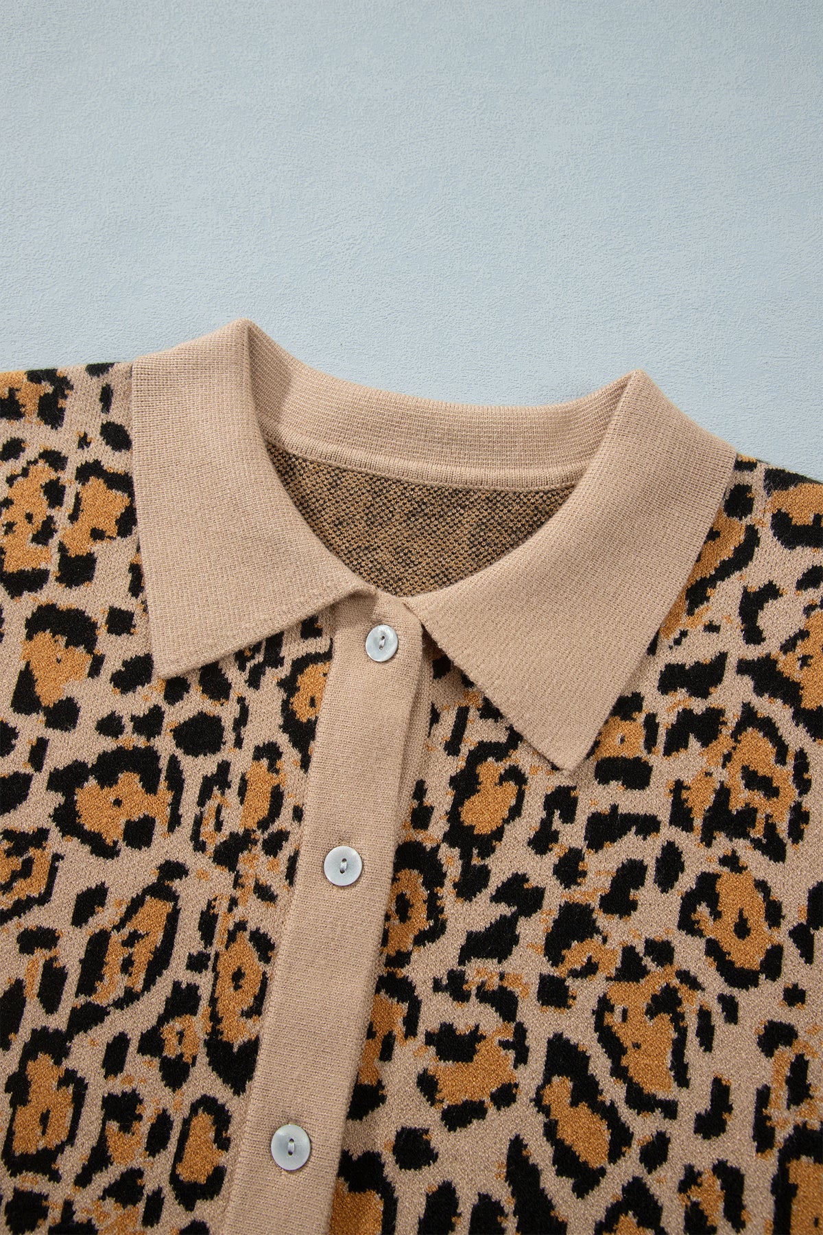 Brown Leopard Print Button-Up Cardigan Long Sleeve Cardigans