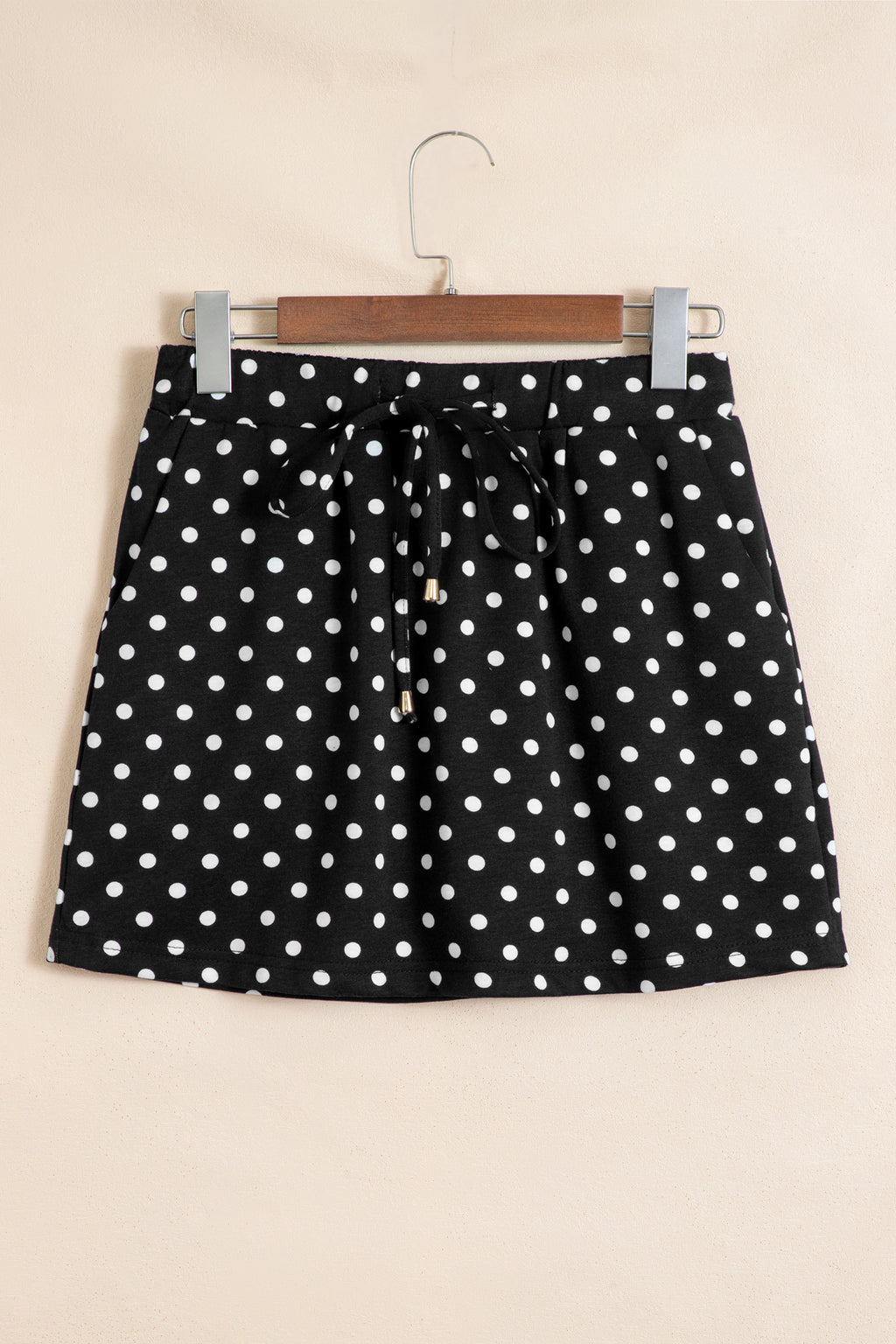 Sachet Pink Polka Dot Drawstring Casual Mini Skort