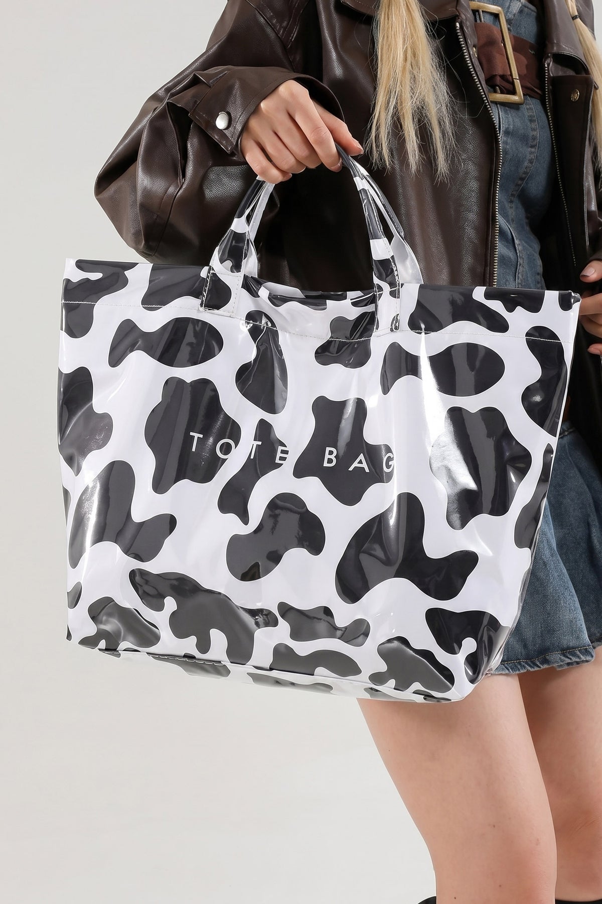 Blackish Green Tropical Print Travel Tote Bag