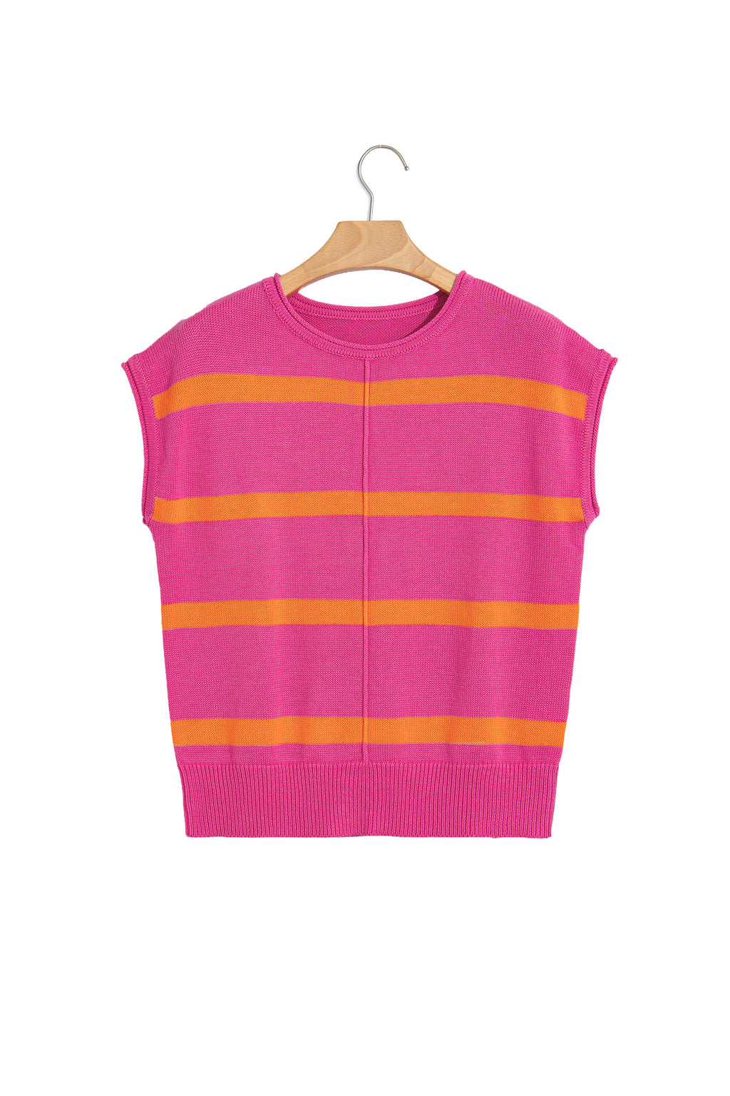 Rose Stripe Knit Western Short Sleeve Sweater